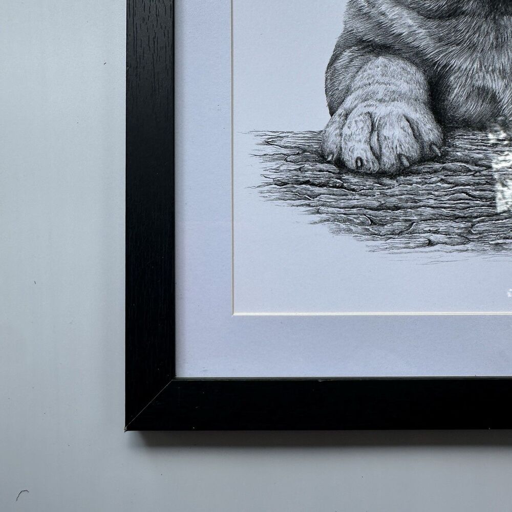 Vintage Bullmastiff Puppy Hand Signed Print Framed Roger Pidney Davidson Art - Picture 2 of 10